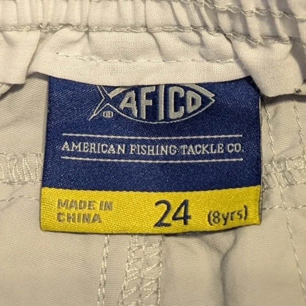 AFTCO Youth The Original Fishing Shorts Nylon Cargo Utility Natural Tan Sz 24 8Y